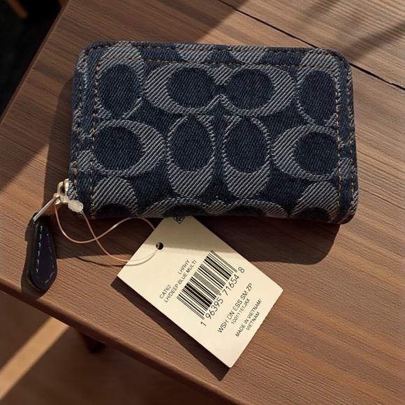 Coach Handbags - LOW START-Coach Washed Denim Small Zip Wallet. NWT